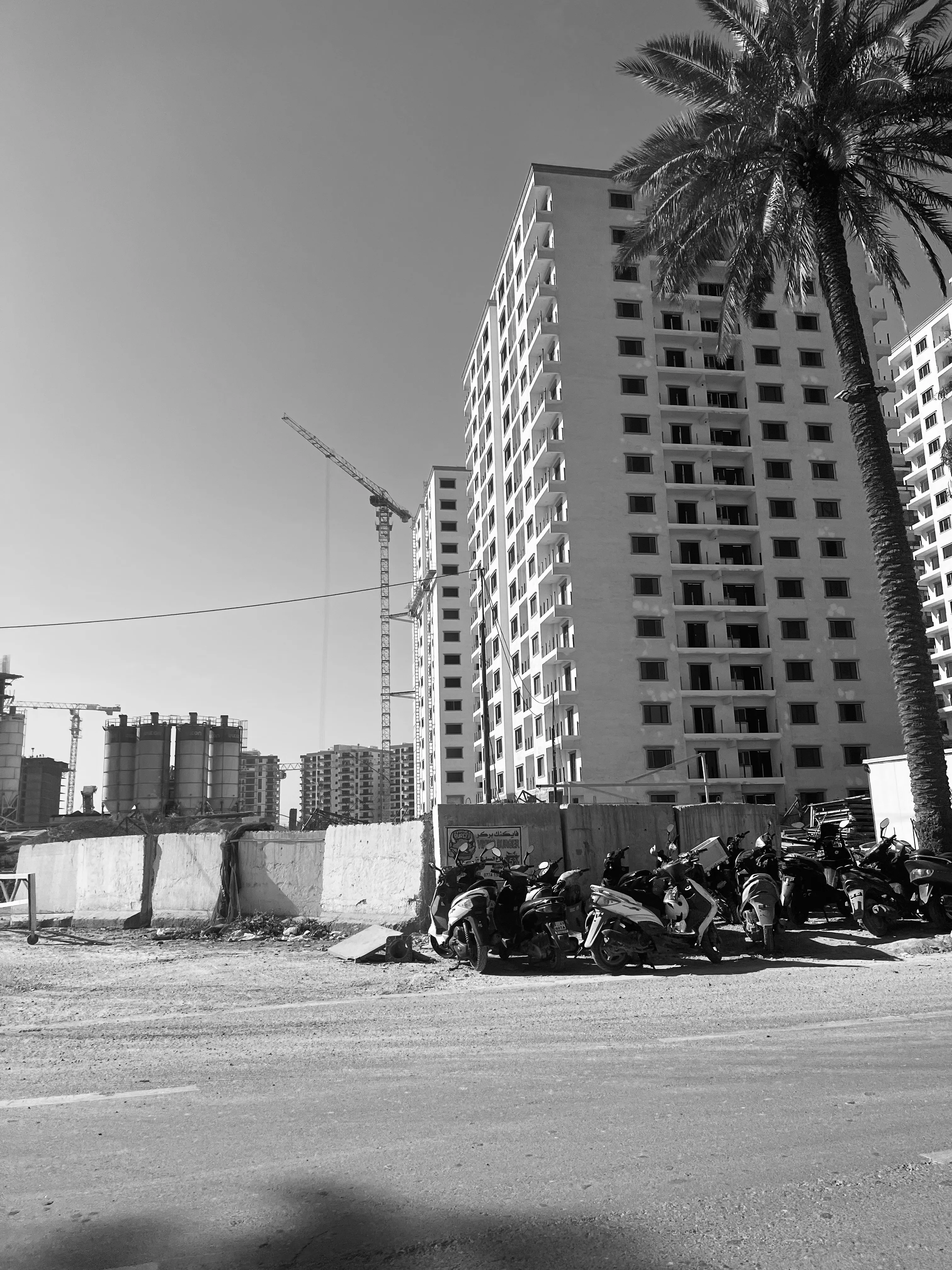 Black and white photo of gated communities in Baghdad